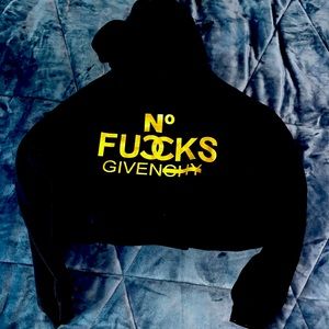 No fuck given black cropped hoodie